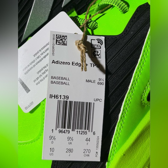 Size 10 Adidas Adizero Edge+ Men’s Baseball Cleats IH6139 Team Solar Green NEW main image 12